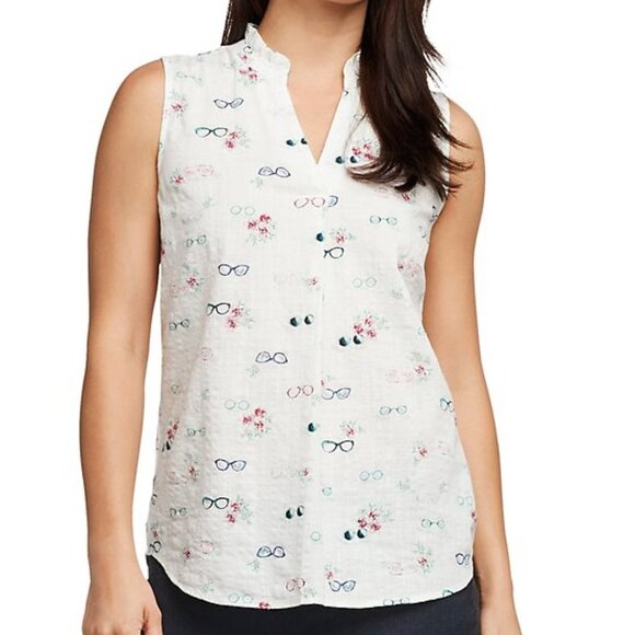 NWT Van Heusen Floral Glasses Sleveless Top - Picture 1 of 6